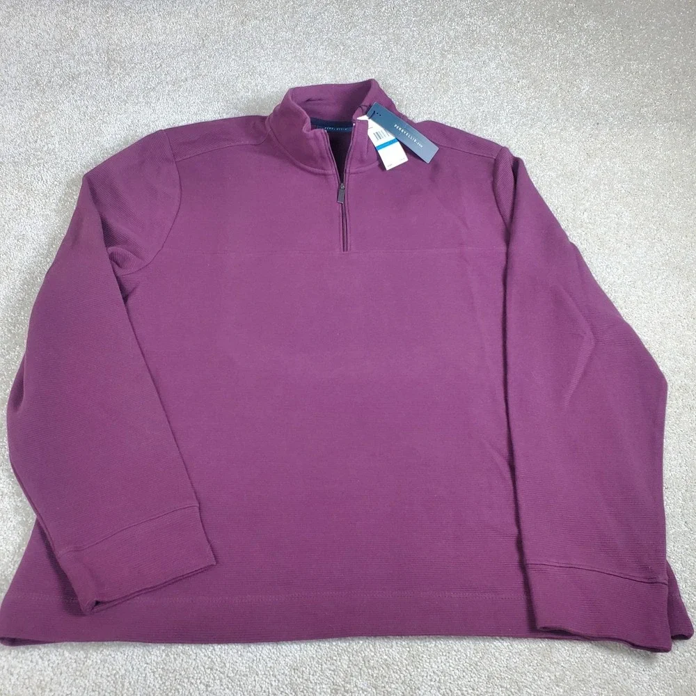 Perry‎ Ellis Men's  1/4 Zip Pullover Size XL  Burgundy Long Sleeve NWTGS
